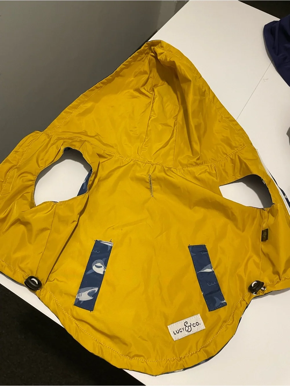 Lucy & Co. The Shark Attack Reversible Waterproof Dog Raincoat Size Medium